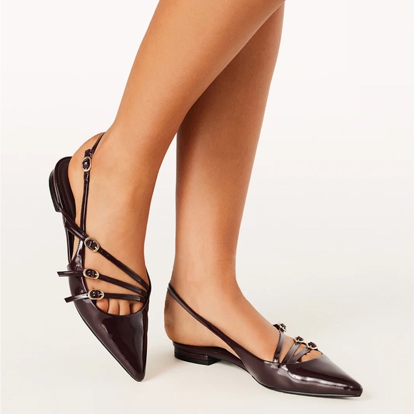 Billini Elegant Burgundy Strappy Flats Size 8 NWT - Picture 1 of 10